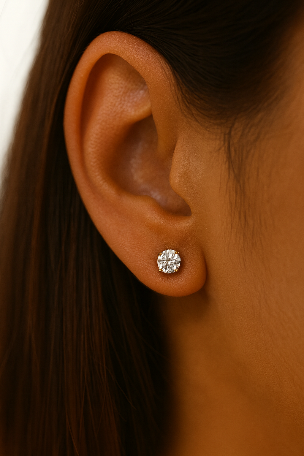 Round Cut Diamond Earrings 1.0 Carat (4-Prongs) - Fenom & Co.