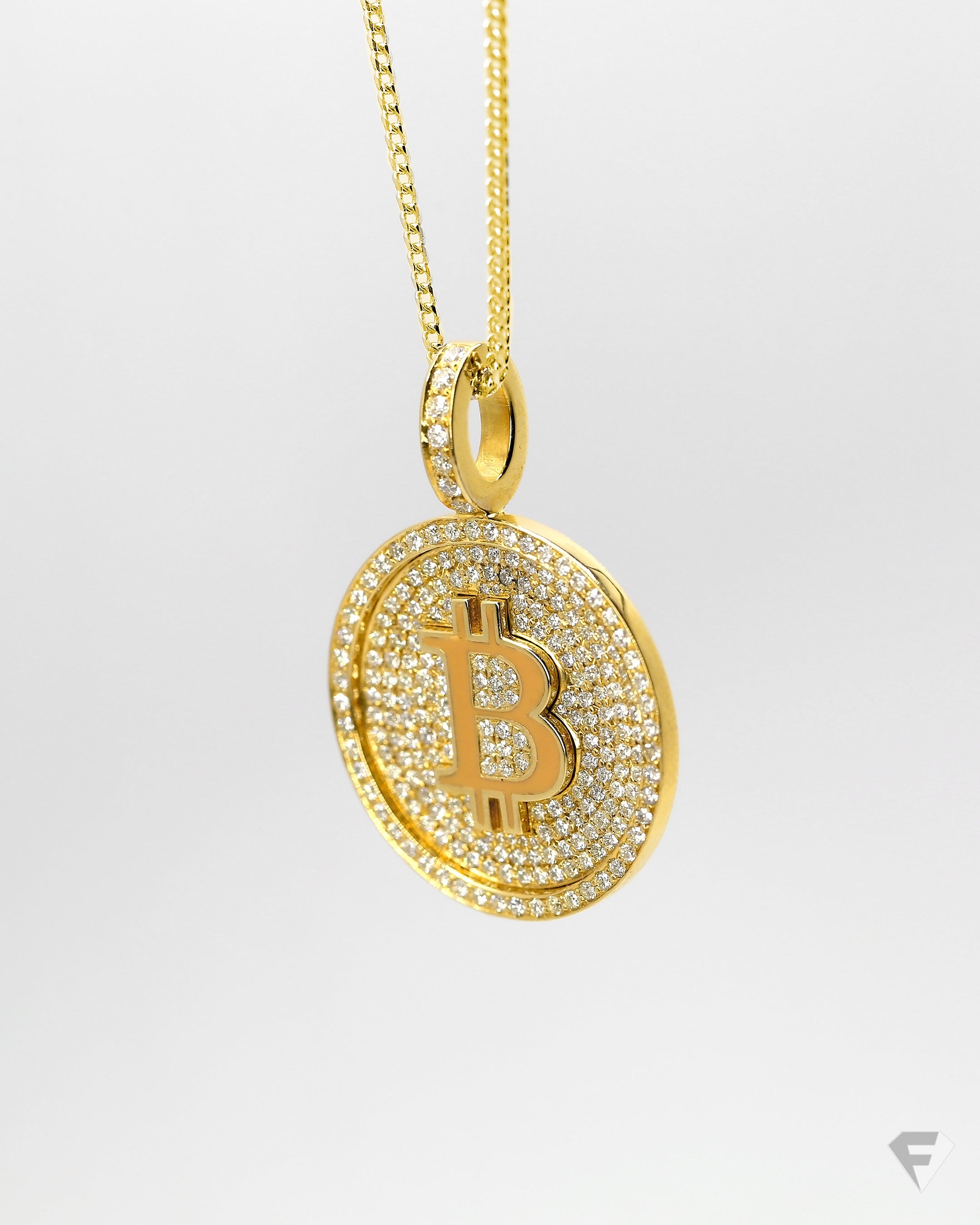 Bitcoin Piece Pendant Fully Iced Out - Fenom & Co.