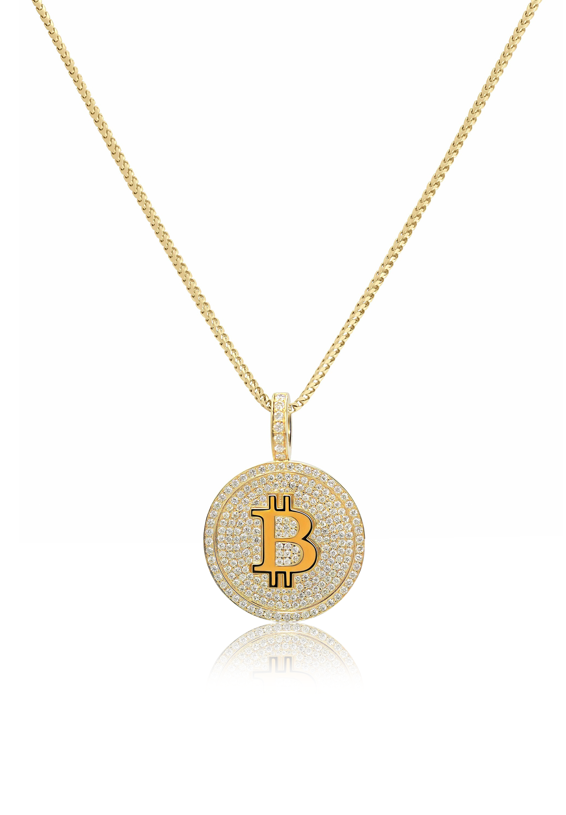 Bitcoin Piece Pendant Fully Iced Out - Fenom & Co.