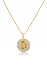 Bitcoin Piece Pendant Fully Iced Out - Fenom & Co.