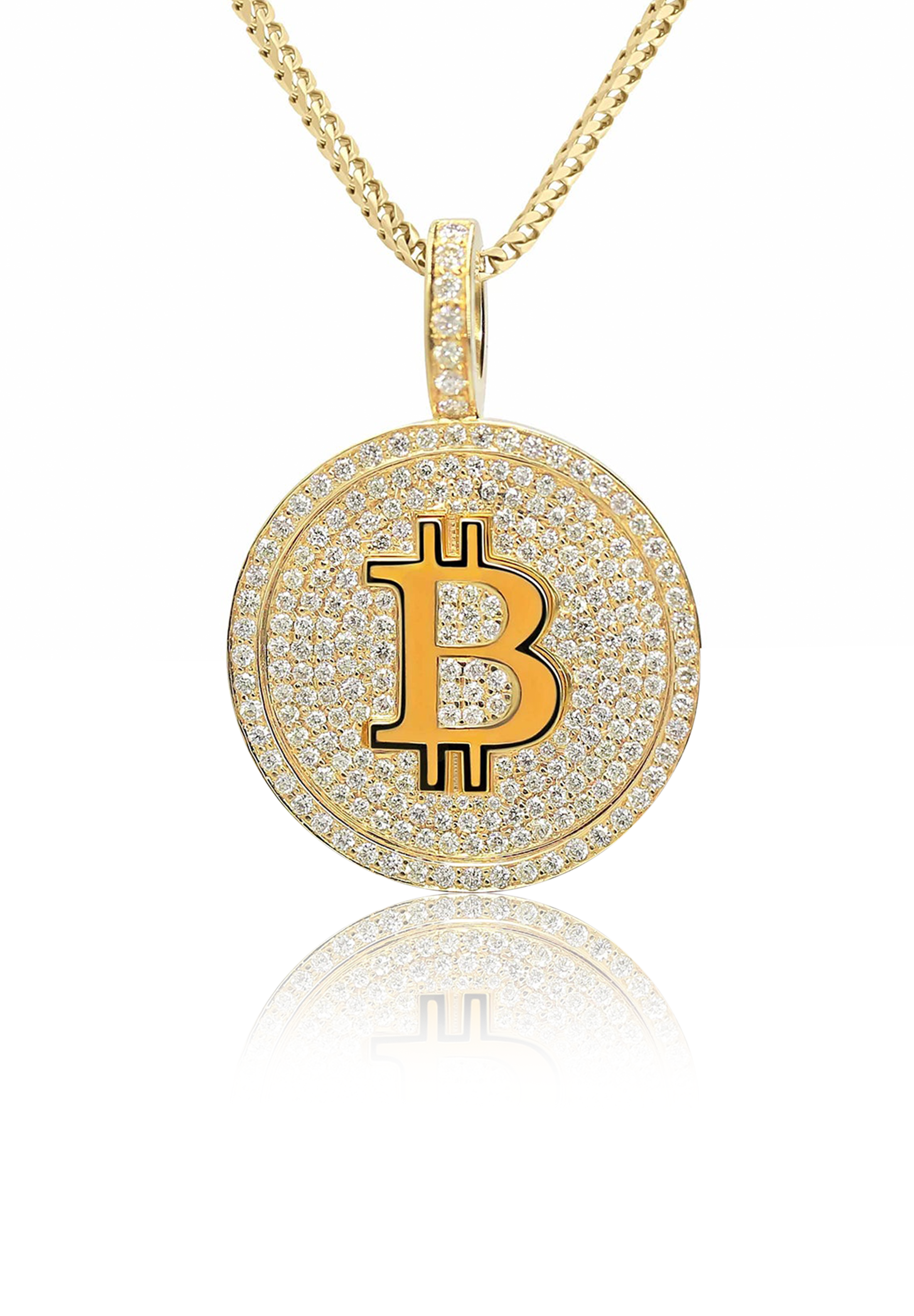 Bitcoin Piece Pendant Fully Iced Out - Fenom & Co.
