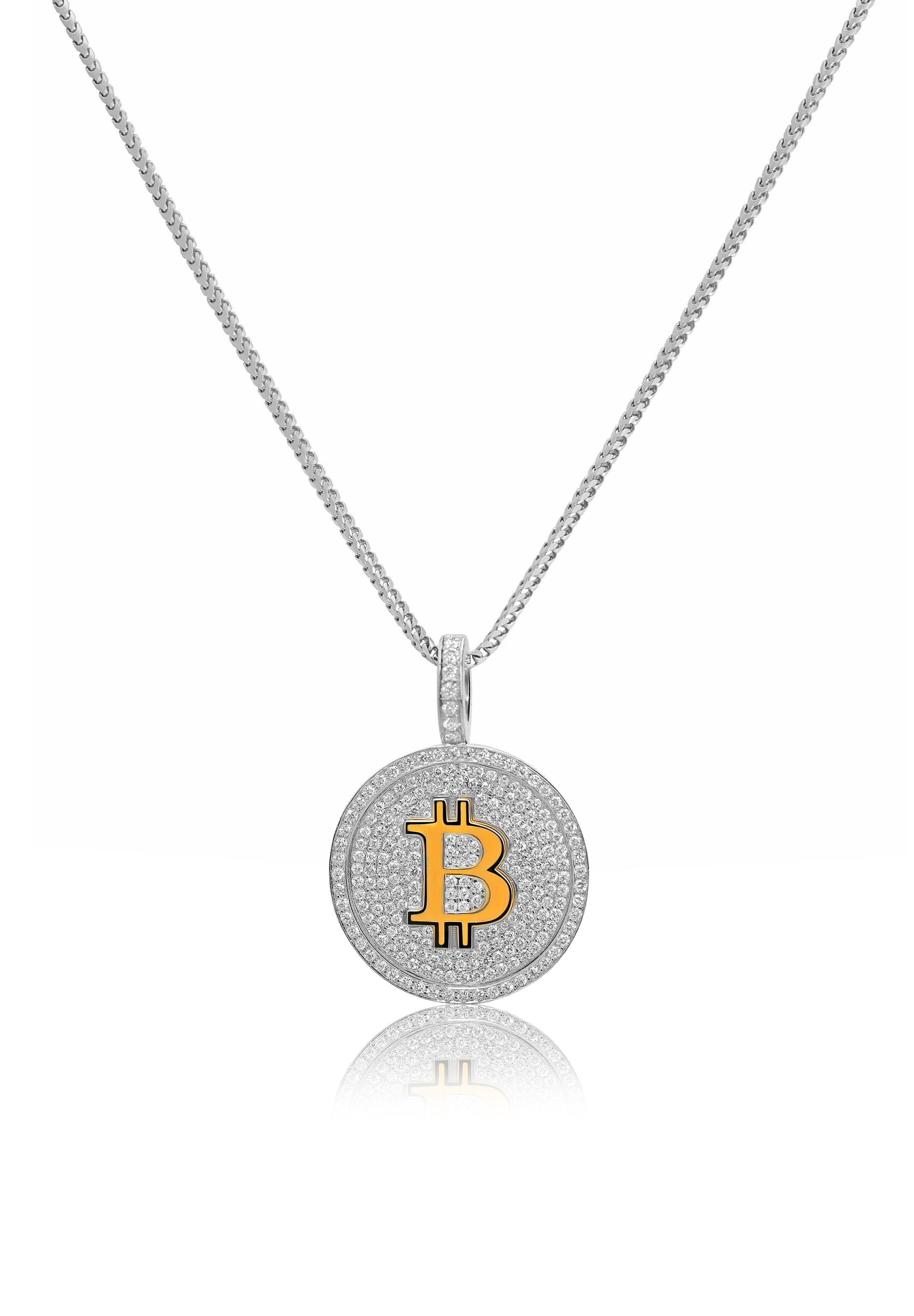 Bitcoin Piece Pendant Fully Iced Out - Fenom & Co.