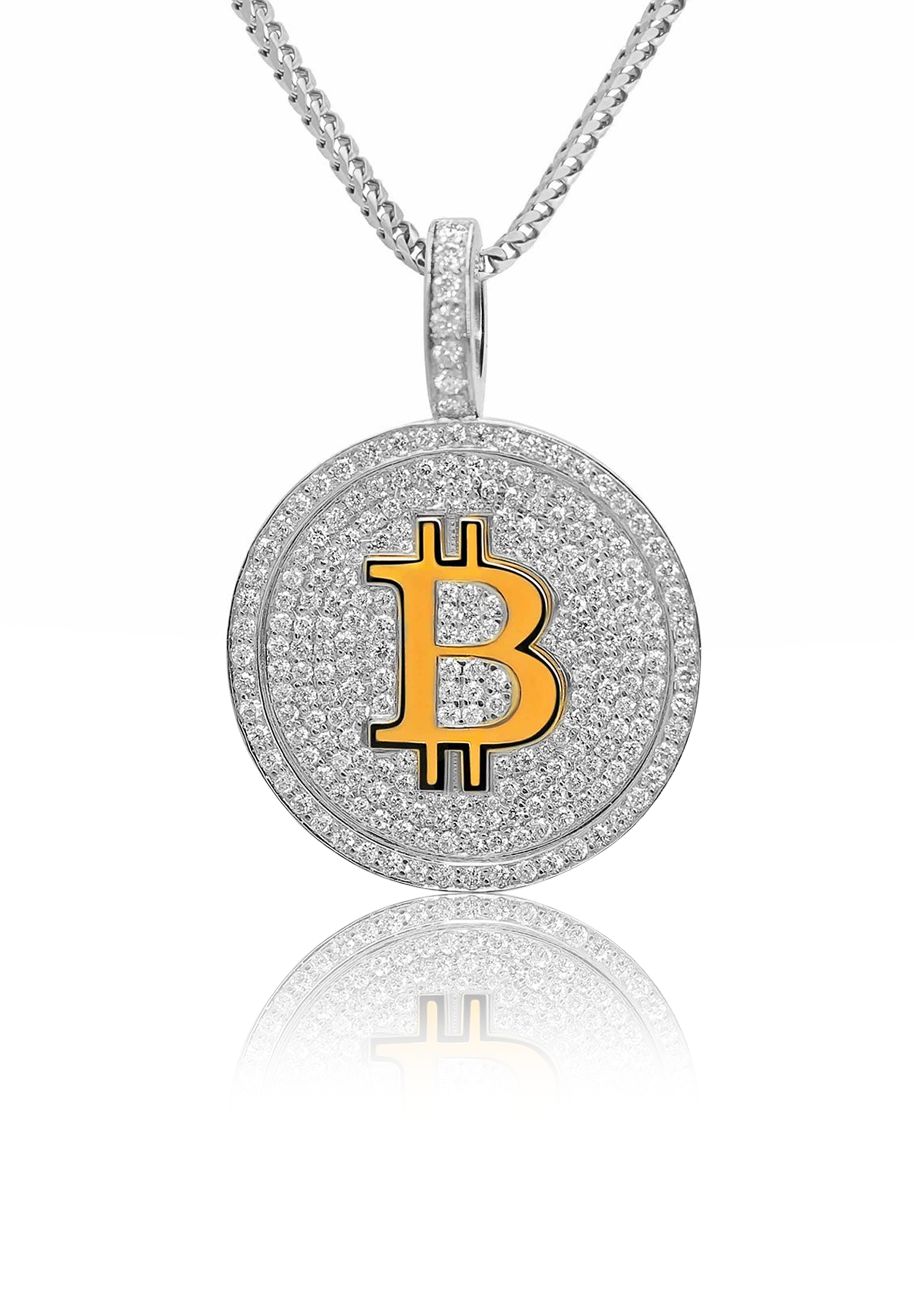 Bitcoin Piece Pendant Fully Iced Out - Fenom & Co.