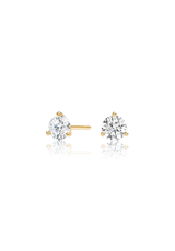 Round Cut Diamond Earrings 1.0 Carat (3-Prongs) - Fenom & Co.