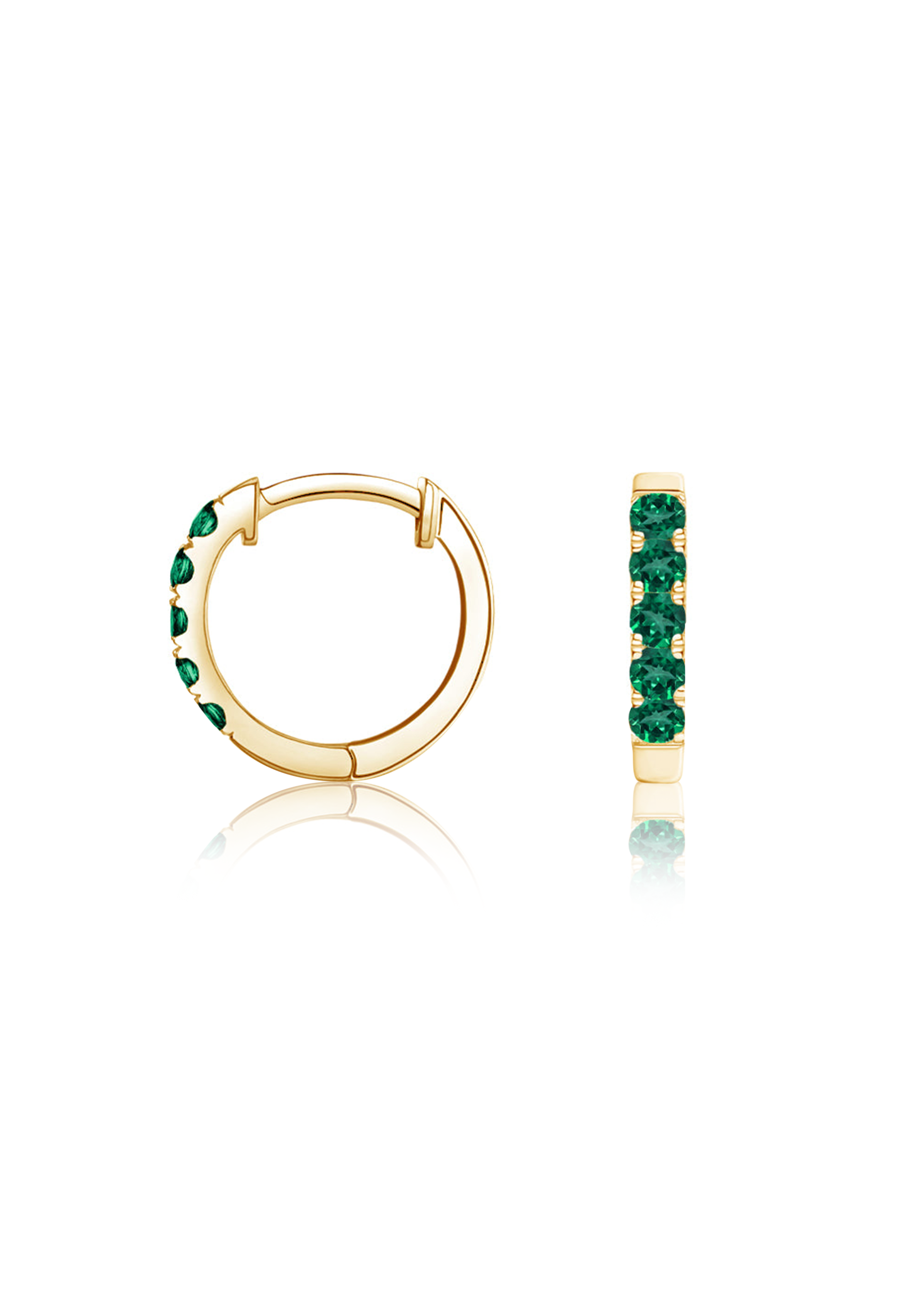 Green Emerald Hoop Earrings (Halfway) - Fenom & Co.